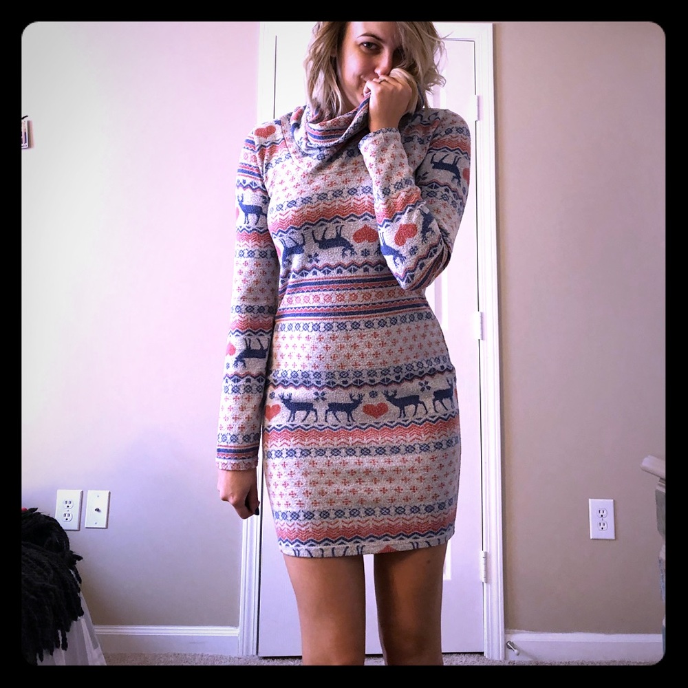 SALE Winter print sweater dress